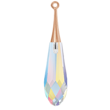 Swarovski 6532 Pure Drop Pendant Half Hole with Trumpet Cap 44mm Rose Gold/Crystal AB (16 Pieces)
