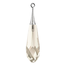 Swarovski 6532 Pure Drop Pendant Half Hole with Trumpet Cap 21mm Rhodium/Crystal Silver Shade (24 Pieces)
